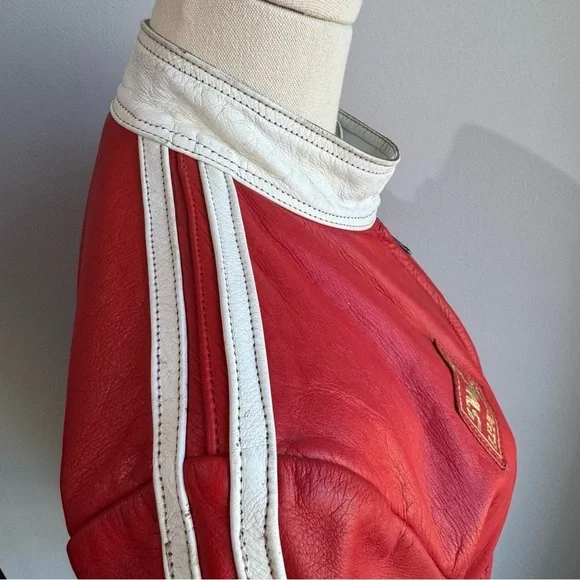 Vintage 70s 80s Swift Leathers Red Moto Racing Jacket Mens S Womens M Authentic - Picture 5 of 16